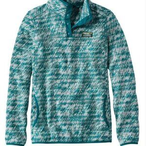 L.L. Bean Pullover Women's M Reg Blue 1/4 Button Fleece Hiking Camping